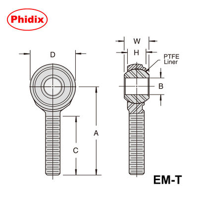EM-T/EF-T 시리즈 2 조각 PTFE 가루 된 막대기 끝