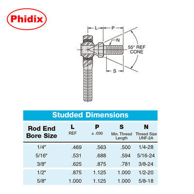 EM-M/EF-M 시리즈 메트릭 막대 끝: PTFE 가루, 저 유지보수 운동 제어에 대한 부식 내성 중량 관절