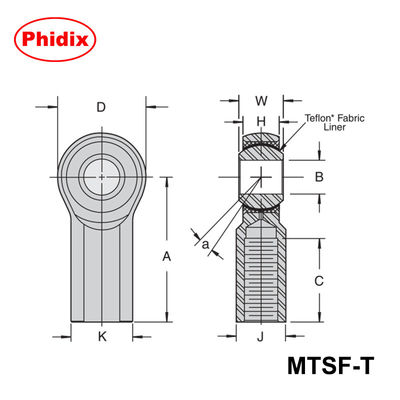MTSM-T/MTSF-T 시리즈 PTFE 류 로드 끝: 자동화 및 중기계용 고정밀 저 유지보수용 베어링