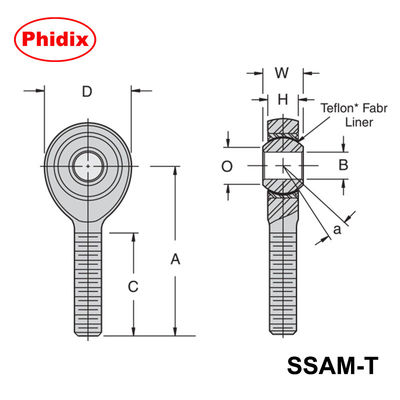 SSAM-T/SSAF-T 시리즈 스테인리스 스틸 PTFE 가루 막대 끝