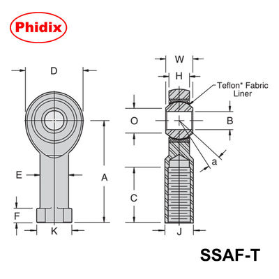 SSAM-T/SSAF-T 시리즈 스테인리스 스틸 PTFE 가루 막대 끝