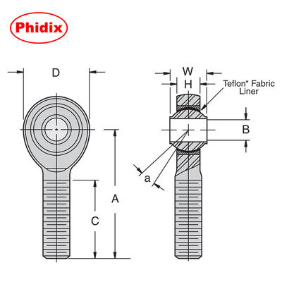 SSHMY-T 시리즈 스테인리스 스틸 PTFE 가루 막대 끝